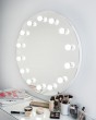 Круглое зеркало в белой раме с лампочками 80 см, е14 — предпросмотр изображения 2