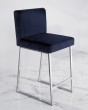 Барный стул визажиста хром-темно-синий — предпросмотр изображения 1