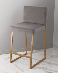 Барный стул визажиста графитовый серый - золотой