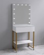 Гримерный стол для визажиста бело-золотой 80 см