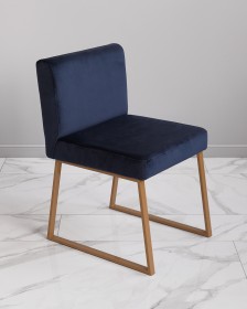 Фото стула со спинкой синий - золото Johny Wood