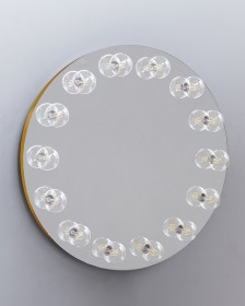 Круглое гримерное зеркало золотое 80 см, е 27
