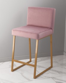 Барный стул визажиста темно-розовый - золотой