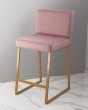 Барный стул визажиста темно-розовый - золотой
