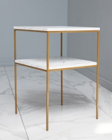 Кофейный столик с мраморной столешницей золотой