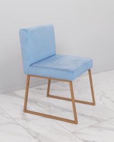 Фото стула со спинкой голубого - золотое основание Johny Wood