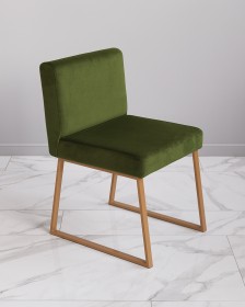 Фото стула со спинкой зеленого - каркас золотой Johny Wood