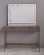 Гримерный стол с ящиками для визажиста серо-коричневый в зеркальной раме е27 — предпросмотр изображения 1