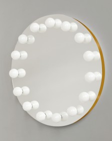 Круглое гримерное зеркало золотое 90 см, е 27