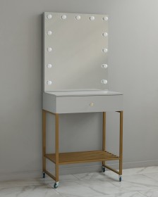 Гримерный стол визажиста перламутровый серый 80 см