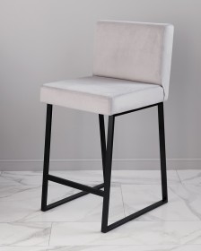 Барный стул визажиста светло-серый - черный