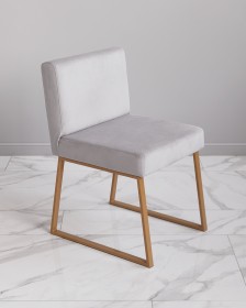 Фото стула со спинкой светло-серый - золото Johny Wood