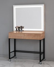 Гримерный стол визажиста с LED зеркалом дуб гамильтон 100 см