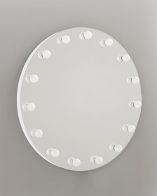 Круглое гримерное зеркало белое 85 см, е 14