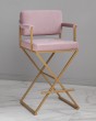 Барный стул для визажиста / бровиста розовый-золотой — предпросмотр изображения 1