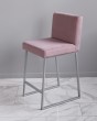 Барный стул визажиста темно-розовый - серебро