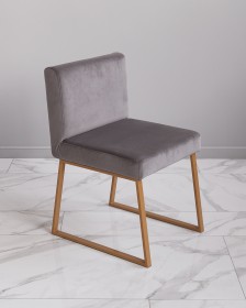 Фото стула со спинкой серого - каркас золото Johny Wood