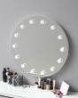 Круглое зеркало в белой раме с лампочками 80 см — предпросмотр изображения 1
