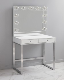 Гримерный столик Mini на металлических ножках с зеркалом L e27 в зеркальной раме
