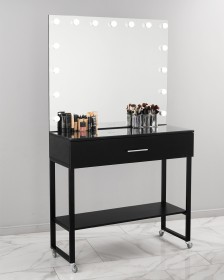 Гримерный стол для визажиста черный 110 см light