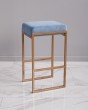 Барный стул голубой на золотом каркасе — предпросмотр изображения 1