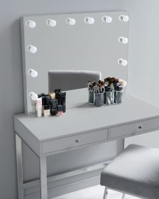 Гримерный столик Plus серый на металлических ножках с зеркалом L e14