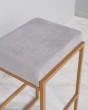 Барный стул светло-серый на золотом каркасе — предпросмотр изображения 2