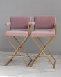 Барный стул для визажиста / бровиста розовый-золотой — предпросмотр изображения 3