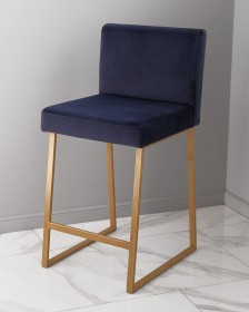 Барный стул визажиста темно-синий - золотой