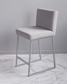 Барный стул визажиста светло-серый - серебро