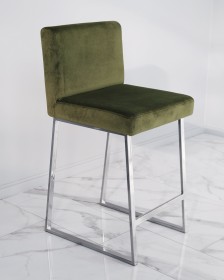 Барный стул визажиста хром - зеленый