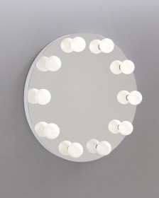 Круглое гримерное зеркало белое 70 см, е 27