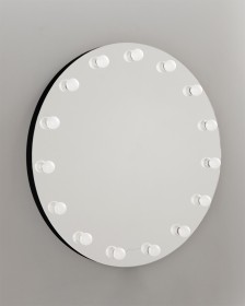 Круглое гримерное зеркало черное 85 см, е 14