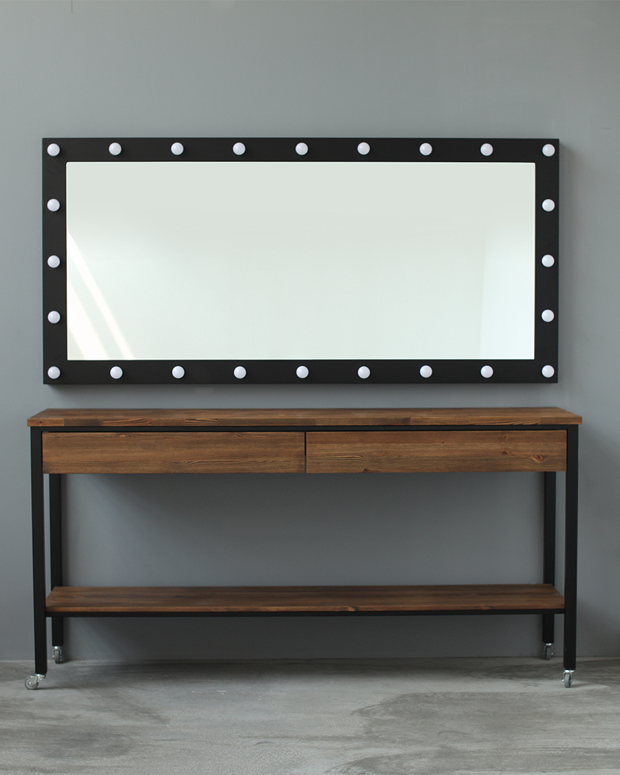 Гримерное зеркало + стол с ящиками для визажиста из массива сосны