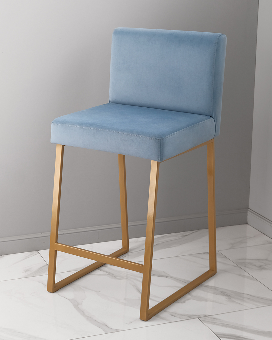 Барный стул визажиста голубой-золотой