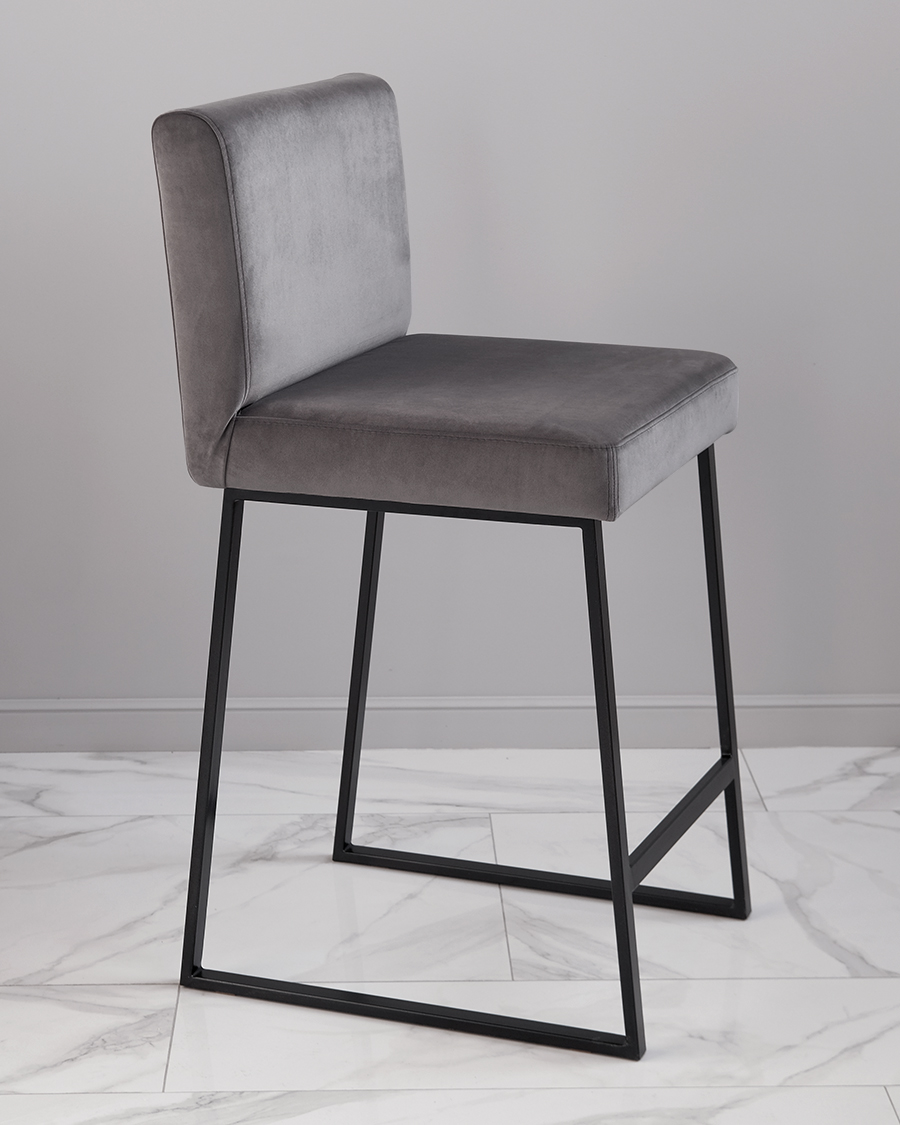 Барный стул визажиста графитовый серый-черный