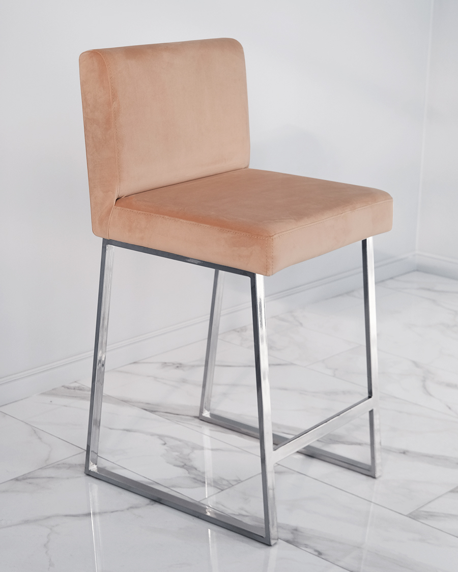 Барный стул визажиста хром-кэмэл