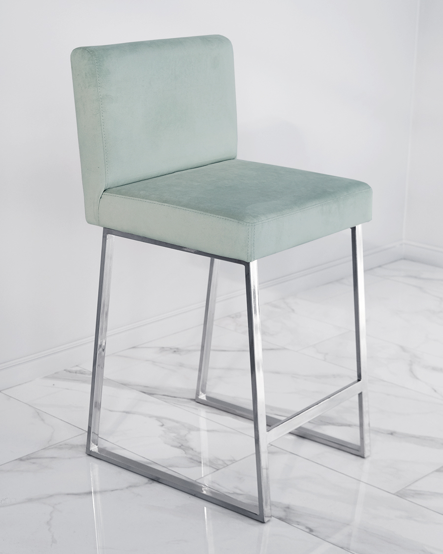 Барный стул визажиста хром-мятный