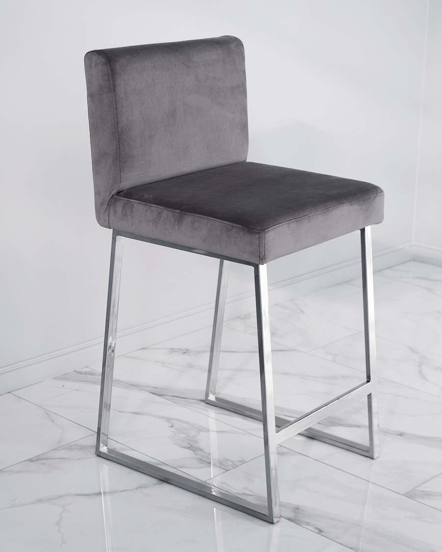 Барный стул визажиста хром - графитовый серый
