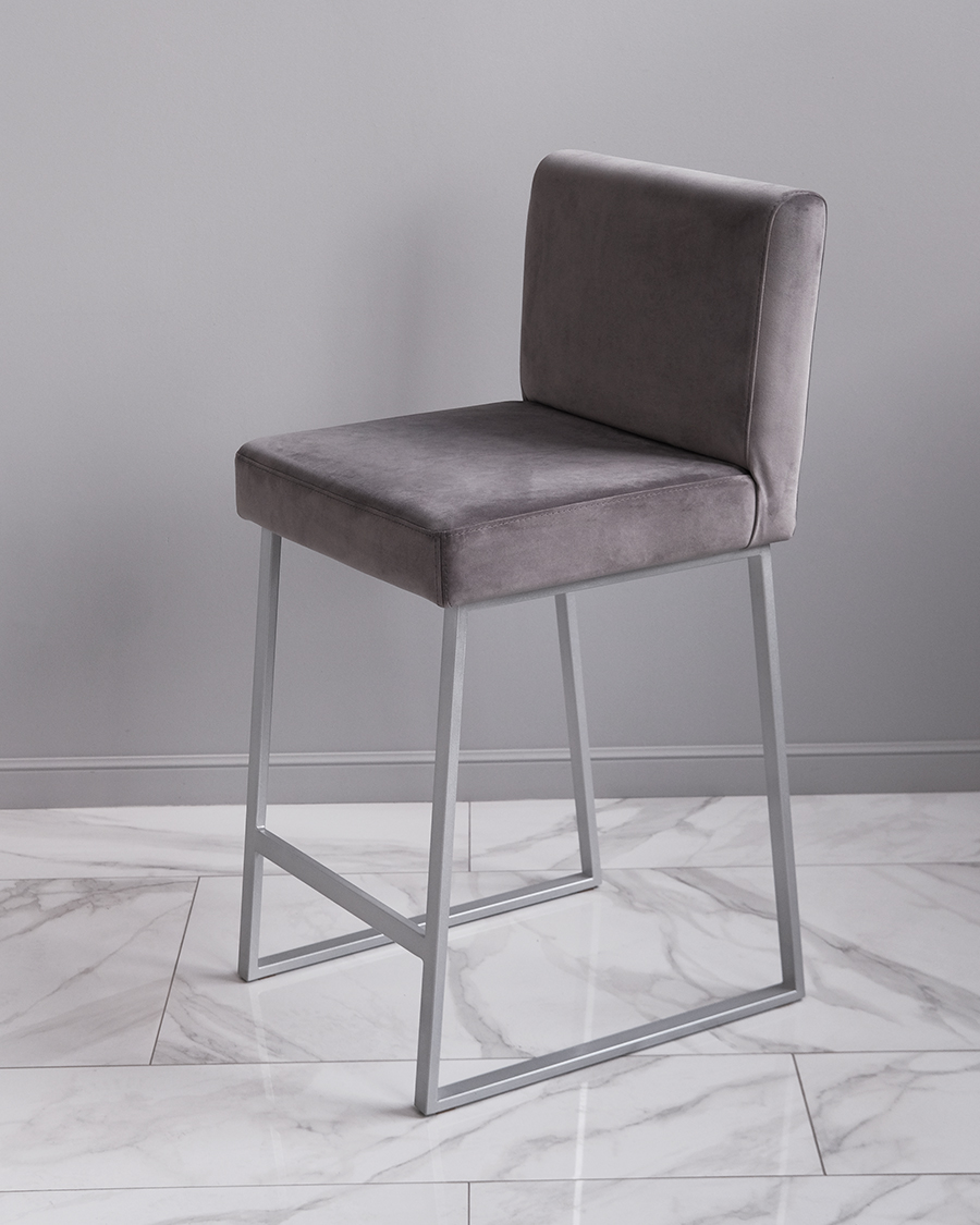 Барный стул визажиста графитовый серый - серебро