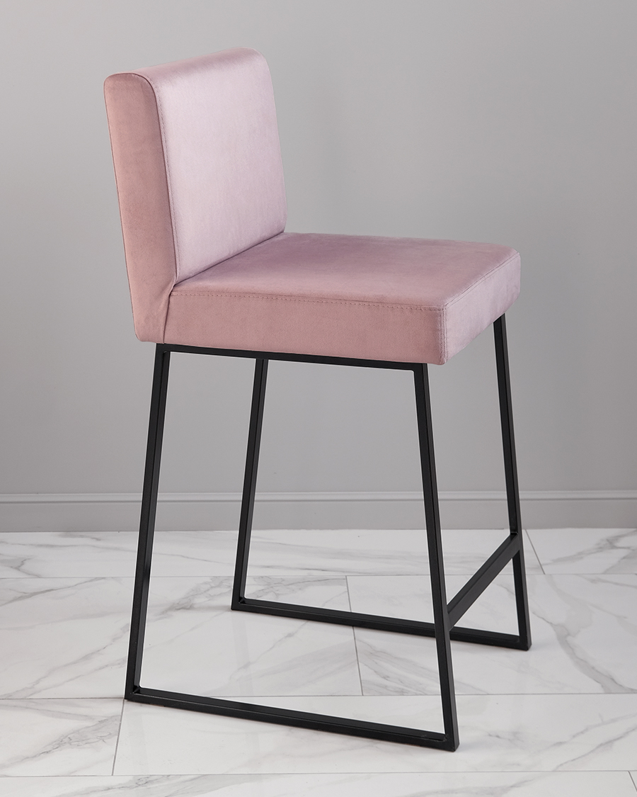 Барный стул визажиста темно-розовый-черный